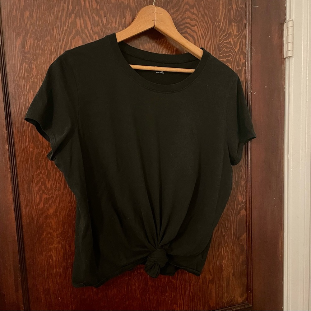 XL Madewell Tie Front Tee Black